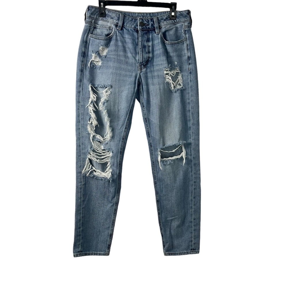 American Eagle Outfitters Tomgirl Distressed 100% Cotton Denim Jeans Size 6 Long